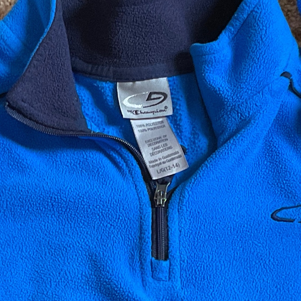 Quarter zip Champion blue fleece, sz Large